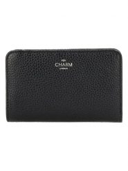 Charm Skórzany portfel w kolorze czarnym - 14 x 9 x 3 cm rozmiar: onesize. Czarne portfele damskie Charm, bez wzorów, z materiału. Za 122.67 zł.