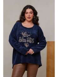 Curvy Lady Sweter w kolorze granatowym rozmiar: 40/42. Niebieskie swetry klasyczne damskie Curvy Lady, ze splotem, bez kołnierzyka. Za 147.56 zł.