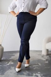 Granatowe spodnie Alex PLUS SIZE XXL. Rurki damskie Nasi partnerzy, bez wzorów, z elastanu. Za 199.90 zł.