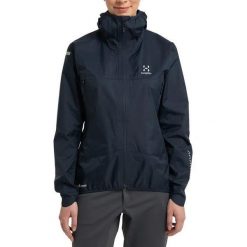 Kurtka przeciwdeszczowa damska Haglöfs L.I.M GTX. Niebieskie kurtki damskie Haglöfs, l, bez wzorów, bez kaptura. Za 599.99 zł.