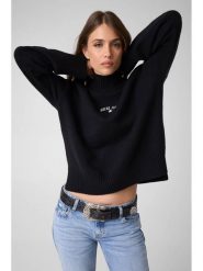 Guess Jeans Sweter 184168 Czarny Classic Fit. Czarne swetry klasyczne damskie Guess Jeans, xxl, z jeansu, bez kołnierzyka. Za 389.99 zł.