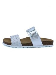 Billowy Klapki w kolorze srebrnym rozmiar: 40. Szare klapki damskie Billowy, bez wzorów, z otwartym noskiem, bez obcasa, bez zapięcia. Za 110.81 zł.