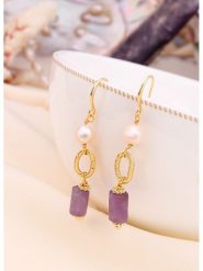 L'Atelier de Gaia Pozłacane kolczyki z perłami i ametystami rozmiar: onesize. Białe kolczyki damskie L'Atelier de Gaia, z ametystem, pozłacane, z zapięciem typu bigiel. Za 39.99 zł.