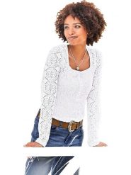 Heine Bluzka w kolorze białym rozmiar: 48. Białe bluzki damskie Heine, bez wzorów, z bawełny, bez kołnierzyka, bez ramiączek. Za 104.39 zł.