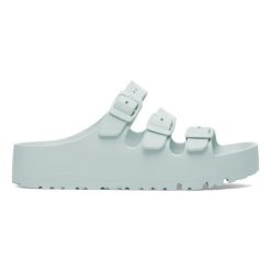 Klapki damskie Birkenstock Florida III Flex Platform EVA Surf Green. Zielone klapki damskie Birkenstock, bez wzorów, z materiału, bez obcasa, na platformie, bez zapięcia. Za 239.99 zł.