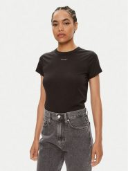 Calvin Klein T-Shirt Nano Logo K20K207212 Czarny Slim Fit. Czarne t-shirty damskie Calvin Klein, xxs, bez wzorów, z bawełny, bez kołnierzyka. Za 129.99 zł.