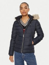 Tommy Jeans Kurtka puchowa Basic DW0DW18312 Granatowy Slim Fit. Niebieskie kurtki damskie Tommy Jeans, m, bez wzorów, z jeansu, bez kaptura. Za 819.99 zł.