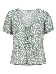 Sublevel Bluzka w kolorze zielono-białym rozmiar: S. Zielone bluzki damskie Sublevel, s, bez wzorów, z wiskozy, bez kołnierzyka, bez ramiączek. Za 60.99 zł.