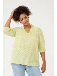 KAFFE curve Bluzka w kolorze żółtym rozmiar: 44. Żółte bluzki damskie KAFFE curve, bez wzorów, z bawełny, bez kołnierzyka, bez ramiączek. Za 78.99 zł.