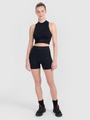 4F Legginsy krótkie bezszwowe treningowe damskie - czarne M/L. Czarne legginsy sportowe damskie 4F, l, bez wzorów, z dzianiny, z podwyższonym stanem, na fitness i siłownię. W wyprzedaży za 59.99 zł.