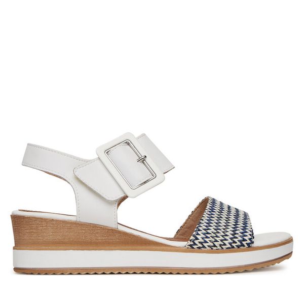 Sandały Remonte. Białe sandały damskie Remonte, bez wzorów, bez obcasa, na koturnie, bez zapięcia. Za 279.99 zł.