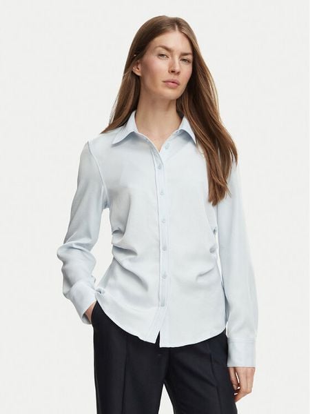 Calvin Klein Koszula LV044H110G Niebieski jasny Regular Fit. Niebieskie koszule damskie Calvin Klein, m, bez wzorów, biznesowe, bez kołnierzyka, bez ramiączek. Za 449.99 zł.