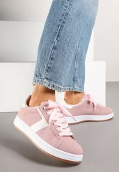 Różowe Sneakersy z Geometrycznym Motywem Taniffia. Czerwone obuwie sportowe damskie Renee, z jeansu, bez zapięcia, trekkingowe. Za 79.99 zł.