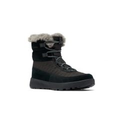 COLUMBIA Buty zimowe damskie Slopeside Peak Luxe black graphite-37.5. Czarne obuwie sportowe damskie Columbia, na zimę, bez zapięcia, do biegania. Za 518.45 zł.