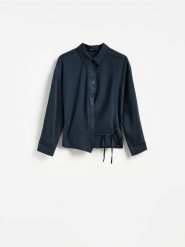 Koszula z lyocellu - granatowy. Niebieskie koszule damskie Reserved, l, bez wzorów, z lyocellu, bez kołnierzyka, bez ramiączek. Za 129.99 zł.