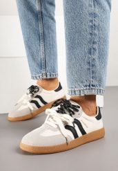 Beżowo-Czarne Sneakersy w Stylu Klasycznych Tenisówek z Dodatkowymi Sznurówkami Valiena. Brązowe obuwie sportowe damskie Born2be, z jeansu, bez zapięcia, tenisowe. Za 109.99 zł.
