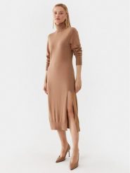 MICHAEL Michael Kors Sukienka dzianinowa MU2813ECSN Beżowy Regular Fit. Brązowe sukienki damskie MICHAEL Michael Kors, bez wzorów, z dzianiny, bez ramiączek. Za 709.99 zł.