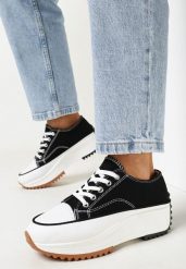 Czarne Trampki na Platformie z Cholewką Przed Kostkę Avaren. Czarne trampki damskie Born2be, bez wzorów, z jeansu, przed kostkę, bez zapięcia. Za 44.99 zł.
