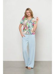 &Co Woman Bluzka "Viana" w kolorze białym ze wzorem rozmiar: M. Brązowe bluzki damskie &Co Woman, m, bez wzorów, bez kołnierzyka, bez ramiączek. Za 112.83 zł.