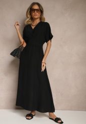 Czarna Sukienka o Rozkloszowanym Kroju z Gumką w Talii Iffine. Czarne sukienki damskie Renee, bez wzorów, eleganckie, bez ramiączek. W wyprzedaży za 55.99 zł.