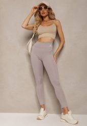 Szare Legginsy High Waist z Gumką w Pasie Cloen. Szare legginsy damskie Renee, l, bez wzorów, z jeansu. Za 29.99 zł.