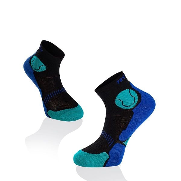 Skarpetki tenisowe Fusion Turquoise Black Blue. Niebieskie skarpetki damskie TRY TO FLY, bez wzorów, z bawełny. Za 55.47 zł.