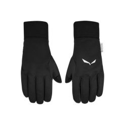 Rękawice softshell Sesvenna Ws Grip. Czarne rękawiczki damskie Salewa, bez wzorów, z gore-texu. Za 320.35 zł.