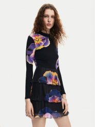 Desigual Sukienka codzienna Pansee Lacroix 24WWVK34 Czarny Regular Fit. Czarne sukienki damskie Desigual, bez wzorów, z syntetyku, bez ramiączek. Za 269.99 zł.