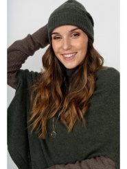Perfect Cashmere Kaszmirowa czapka "Popi" w kolorze ciemnozielonym rozmiar: onesize. Zielone czapki damskie Perfect Cashmere, bez wzorów, z kaszmiru. Za 192.79 zł.