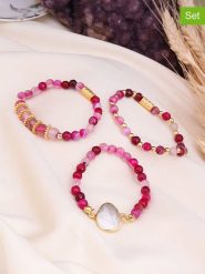 L'Atelier de Gaia Bransoletki (3 szt.) z agatami rozmiar: onesize. Różowe bransoletki damskie L'Atelier de Gaia, z mosiądzu. Za 113.90 zł.
