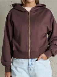 Rozpinana bluza z kapturem soft touch - brązowy. Brązowe bluzy damskie Sinsay, l, bez wzorów, z dzianiny, z kapturem. Za 59.99 zł.
