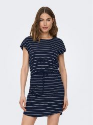 ONLY Sukienka codzienna 15153021 Granatowy Regular Fit. Niebieskie sukienki damskie Only, bez wzorów, z bawełny, bez ramiączek. Za 49.99 zł.