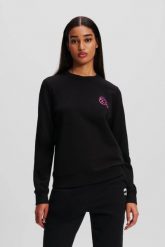 KARL LAGERFELD Czarna bluza damska Ikonik 2.0 Jelly. Czarne bluzy damskie KARL LAGERFELD, s, bez wzorów, z bawełny, bez kaptura. W wyprzedaży za 499.99 zł.