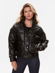 Guess Kurtka zimowa Ivana W3BL12 WFSP0 Czarny Regular Fit. Czarne kurtki damskie Guess, na zimę, l, z aplikacjami, ze skóry, bez kaptura. Za 659.99 zł.