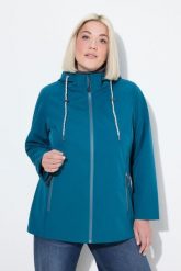 Damskie Kurtka softshell HYPRAR hydrofobowa kieszenie na zamek. Niebieskie kurtki damskie Ulla Popken, plus size, bez wzorów, z elastanu, z kapturem. Za 479.99 zł.