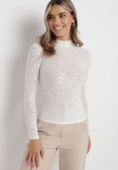 Jasnobeżowa Elastyczna Bluzka w Cętki z Półgolfem Konisse. Brązowe bluzki damskie Born2be, m, bez wzorów, bez kołnierzyka, bez ramiączek. Za 84.99 zł.