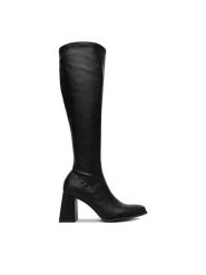 DeeZee Kozaki BZRB0804-5 Czarny. Czarne kozaki damskie DeeZee, z materiału, bez obcasa, na słupku, bez zapięcia. Za 239.99 zł.