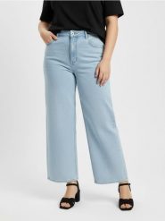Jeansy wide leg z efektem sprania Plus size - niebieski. Niebieskie jeansy damskie Sinsay, plus size. Za 79.99 zł.