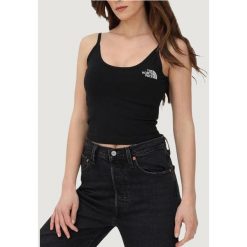 Bezrękawnik Kobieta THE NORTH FACE Slim Crop Tank. Czarne koszulki sportowe damskie The North Face, bez wzorów, z bawełny, bez ramiączek. Za 182.10 zł.