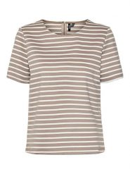Vero Moda Koszulka w kolorze jasnobrązowo-białym rozmiar: XS. Białe bluzki damskie Vero Moda, xs, bez wzorów, bez kołnierzyka, bez ramiączek. Za 61.46 zł.