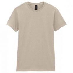 Koszulka Softstyle Dla Pań I Panów. Brązowe koszulki damskie GILDAN, bez wzorów, bez kołnierzyka, bez ramiączek. Za 41.99 zł.