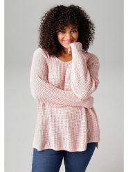 Aniston Sweter w kolorze jasnoróżowym rozmiar: 48. Różowe swetry klasyczne damskie Aniston, ze splotem, bez kołnierzyka. Za 69.91 zł.