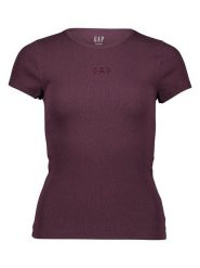 GAP Koszulka w kolorze ciemnofioletowym rozmiar: XL. Różowe bluzki damskie GAP, xl, bez wzorów, prążkowane, bez kołnierzyka, bez ramiączek. Za 73.95 zł.