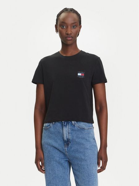 Tommy Jeans T-Shirt Flag DW0DW21423 Czarny Regular Fit. Czarne t-shirty damskie Tommy Jeans, xxs, bez wzorów, z bawełny, bez kołnierzyka. Za 109.99 zł.