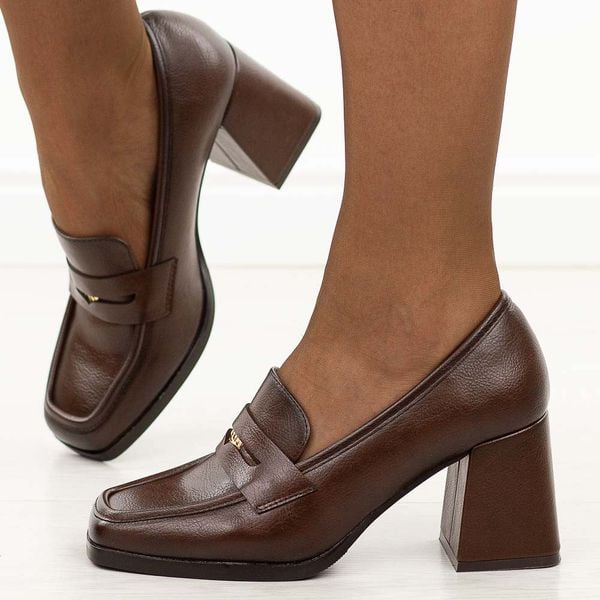 Brązowe mokasyny damskie na słupku Potocki 12710. Brązowe mokasyny damskie POTOCKI, na jesień, z jeansu, bez obcasa. Za 179.00 zł.