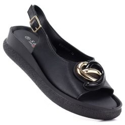 Skórzane sandały damskie na platformie czarne S.Barski 61-6047. Czarne sandały damskie S.BARSKI, bez wzorów, ze skóry, bez obcasa, na platformie, bez zapięcia. Za 179.99 zł.