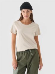 4F T-shirt regular gładki damski - biały L. Białe t-shirty damskie 4F, l, bez wzorów, z bawełny, bez kołnierzyka. W wyprzedaży za 19.99 zł.