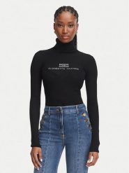Elisabetta Franchi Golf MK-18B-66E2-V320 Czarny Slim Fit. Czarne golfy damskie Elisabetta Franchi, bez wzorów, z wełny, bez ramiączek. Za 1,369.00 zł.