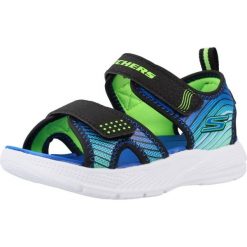 Sandały SKECHERS 407034N Niebieski. Czarne sandały damskie Skechers, bez wzorów, z materiału, bez obcasa, bez zapięcia. Za 139.99 zł.