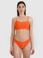 4F Góra od bikini damska - pomarańczowa XS. Brązowe bikini 4F, bez wzorów, z elastanu. W wyprzedaży za 29.99 zł.